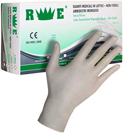 redelguanto Disposable Latex Gloves Powder-free Pack of 100, XS, BIANCO, 1