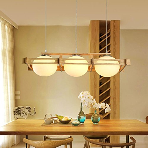 Preisvergleich Produktbild JJH-ENTER Holz Pendelleuchten Restaurant Kronleuchter handgefertigte hängende Deckenleuchte Höhe einstellbar LED Warm [Energieklasse A +++] , 5W