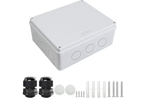 LeMotech Scatola di giunzione con fori riservati ABS in plastica scatola elettrica IP65 impermeabile antipolvere alloggiamento per progetti elettronici bianco Dimensioni esterne 300x250x120mm