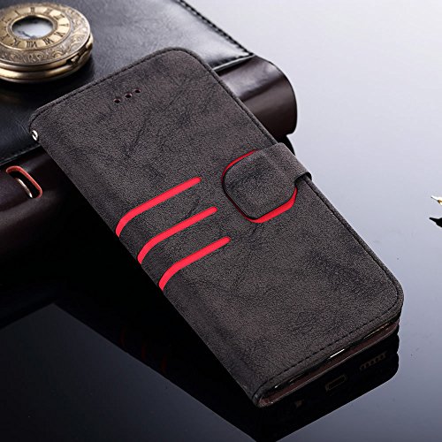 For iPhone SE Case,iPhone 5S Cover,iPhone 5 Cover,Premium [Retro Vintage] PU Leather Flip Case with Magnetic Closure Stand Wallet Card Holders For iPhone 5/5S/SE - Black