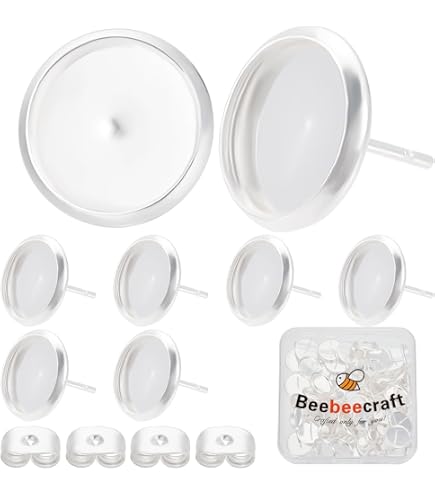 Beebeecraft 50 Pièces Boucles D'Oreilles Vierges Plaqué Or 24K - 10mm Pour Fabrication Bijoux