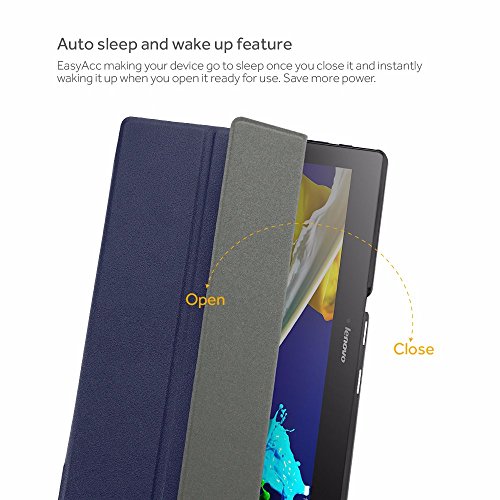 EasyAcc Lenovo Tab 2 A10-70 / Lenovo TAB3 10 Plus / Tab 2 A10-30 Hülle, Ultra Dünn Hochwertiges PU Leder Case – mit Standfunktion und Automatischem Schlaf Funktion für Lenovo TAB3 10 Plus/ Tab 3 10 Business/ Tab 2 A10-70/ A10-70F/ A10-70L / Tab 2 A10-30/ A10-30F/ A10-30L (Dunkelblau, Kunstleder, Ultra Dünn) - 4