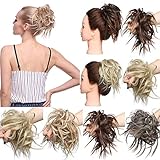 Ombre Hair Extensions Chignons Hairpiece Hair Rubber Scrunchie Scrunchy Updos VOLUMINOUS Straight Messy Bun Ash Blonde to Bleach Blonde