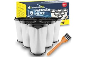SANAWATEC 6x Filter für AEG Akkustaubsauger geeignet für AEG CX7-2 AEG Ergorapido Staubsauger Modelle. Ersatzfilter für AEF150 CX7, waschbar inklusive Reinigungsbürste