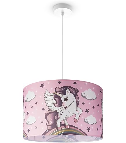 Lustre Enfant Licorne Dalber - Suspension Réglable - E27 - Jaune - Ampoule Non Incluse