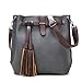 Produktbild Frauen Top Griff Satchel Handtaschen Schultertasche Messenger Tote Washed Leder Geldbörsen Tasche,Grey-OneSize