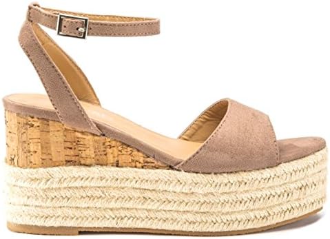 Definitely You Ladies Womens Flat Wedge Espadrille Sandals Pee Toe Lace Tie up Low Heel Summer Shoes Size (6 UK, Mocha)