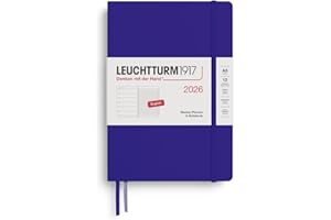 LEUCHTTURM1917 372660 Agenda semainier et bloc-notes 2026, format moyen (A5), en anglais