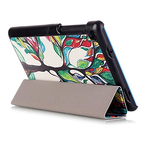 Schutzhülle für Lenovo Tab 3 710F – Utra Slim Ledertasche Flip Case Cover Hüllen Tasche für Lenovo Tab 3 710F / Tab 3 7 Essential (7 Zoll) Tablet Lederhülle Etui mit Standfunktion (#2 Bunte Baum) - 6