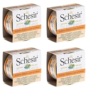 Heads Up For Tails Schesir Canned 26.3% Tuna and Chicken Wet Cat Food - 70 g (Pack of 4)