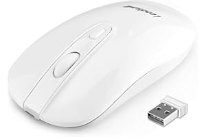 LeadsaiL Mouse Wireless Ricaricabile, Mouse Ottico Mini Silenzioso con Clic Mute, Ergonomic Mouse Senza Fili 2,4G con Nano Ricevitore, Cavo USB, 2400 DPI Mouse USB - Bianco