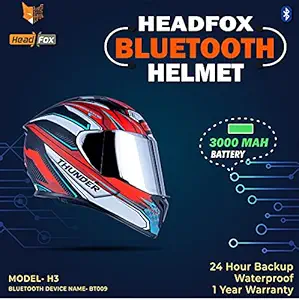 Headfox TH Smart Bluetooth H3 Motorbike Helmet (RED )