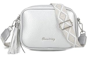 OLIVIA WONG Bolso bandolera mujer pequeño de cuero PU con dos bandoleras bolso mensajero para cruzar polipiel regalo original para mujer