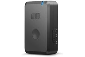 Transmetteur/Récepteur Bluetooth 2-en-1 - August MR260 - Adaptateur Audio Jack 3,5mm ou RCA, Transmission du Son Rapide Faible Latence et sans Fil pour TV, chaîne HiFi, voiture, radio, casque, Batterie Rechargeable Autonomie 13 h - Noir