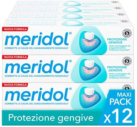 meridol Dentifricio Protezione Gengive 12 Confezioni da 75 ml | Combatte il sanguinamento e l'infiammazione gengivale *|Protegge dalle recidive*|Formula a doppia azione|effetto antibatterico*