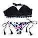 Produktbild Damen Bikini-Set Internet Blumendruck Badeanzug Push-up Schwarze Bademode (S)