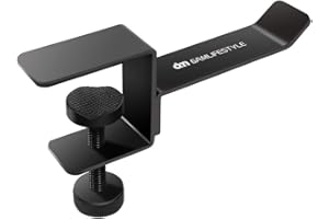 Support pour Casque Audio Universel, 6amLifestyle Support pour Casque D'écoute en Métal avec Pince Réglable pour Bureau D'ordinateur, Noir
