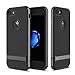 Produktbild AISPORTS iPhone 7 Hülle, iPhone 7 Handyhülle Case Rock Ultra Dünn Dual Layer Armor Hybrid Robust Weich TPU Shell Hart PC Rahmen Schutzhülle Bumper Beschützer Case Cover für iPhone 7 - Helles Schwarz