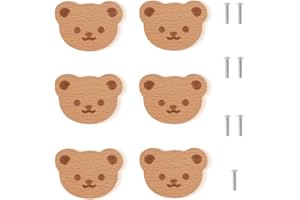 HIQE-FL Pomelli per Mobili Legno,6 Pezzi Maniglie in Legno Animale,Mobili con Viti Maniglie,Soggiorno,Stanza dei Bambini,Comodino