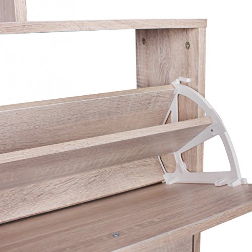 FineBuy Moderner Schuhkipper Holz 2 Fächer Sonoma Eiche 12 Paar Schuhe | Schuhschrank 85 x 24 x 93 cm | Schuhkommode Flur mit Ablage Regal - 7