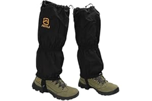 JTKREW 1 Paar Gamaschen Wasserdicht,Schutz Vor Schnee/Regen/Insekten,Outdoor Oxford Beingamaschen mit Reißverschluss,für Outdoor Wandern,Skifahren,Klettern (Schwarz)