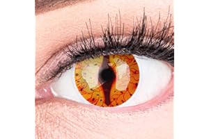 MERALENS Lentillas de color Marrón Amarillo Dragon 1 par. Para Halloween Carnaval, cosplay de anime, gratis estuche de lentillas sin graduación