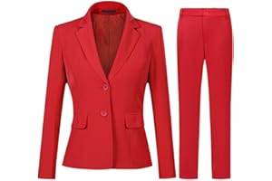 YYNUDA Tailleur 2 pièces Femme Travail Décontracté Bureau Blazer Pantalon Deux Boutons Costumes de Veste Formelle
