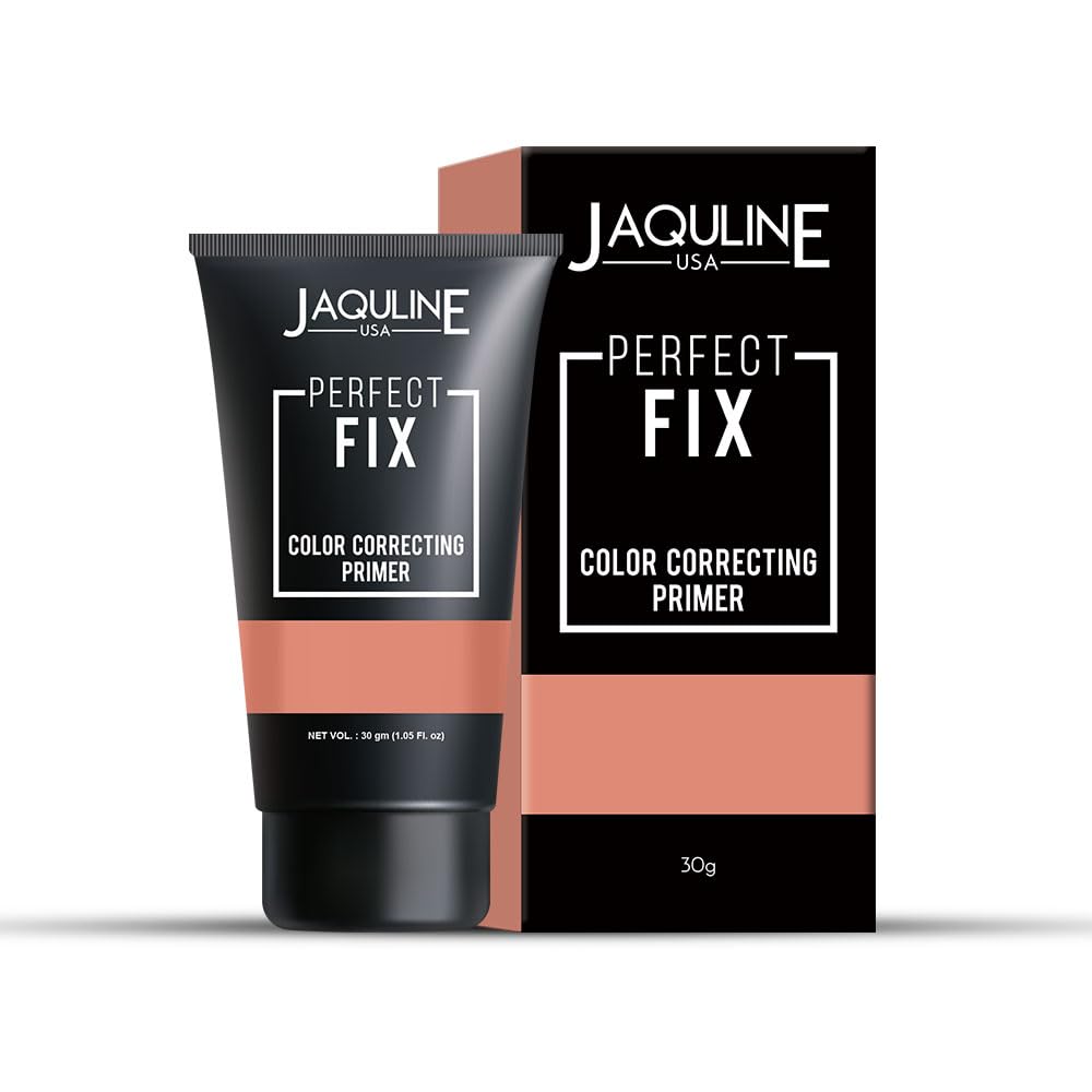 Jaquline USA Perfect Fix Color Correcting Primer 30g: Orange Oils Absorbing, Blurs Pores, Long-lasting, light weight