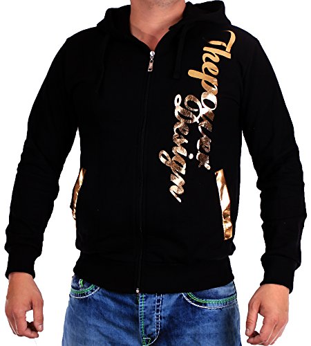 Herren Kaputzenjacken The power Design 506 (XL-Slim, Schwarz-Gold)