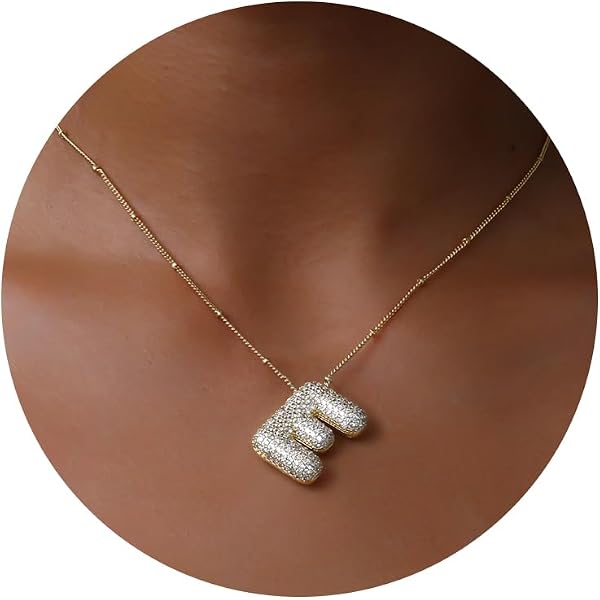 Mesovor Collana Con Iniziale E Cuore A Palloncino – Oro 18k – Lettera A-Z Con Zirconi – Gioiello Donna