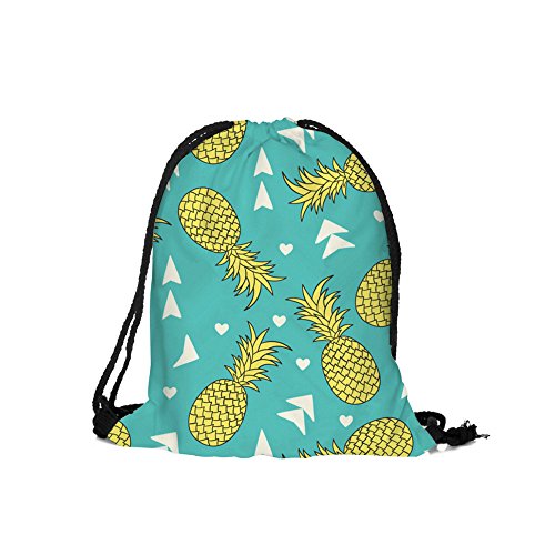 Pineapple Pattern Backpack, Canvalite Cartoon Painted Shopping Storage Bag with Drawstring for Girls Kids Children Ladies