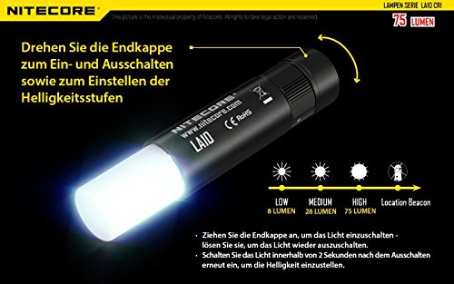 Nitecore LA10 CRI LED Campingleuchte Nichia 219B 75 Lumen - 7