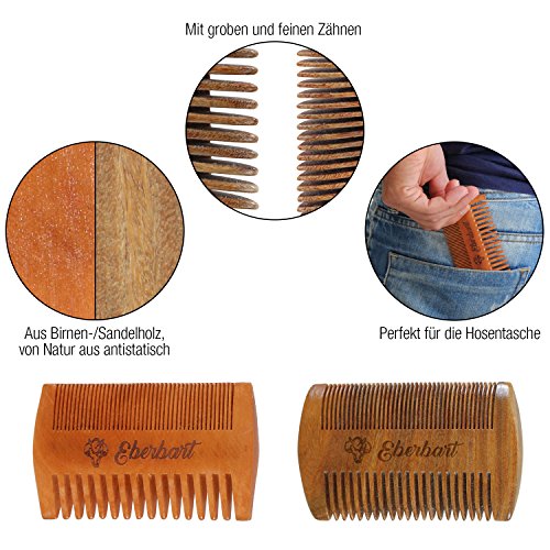 Eberbart Bartkamm – antistatischer Holzkamm für einen natürlich gepflegten Bart (Birnenholz) - 2