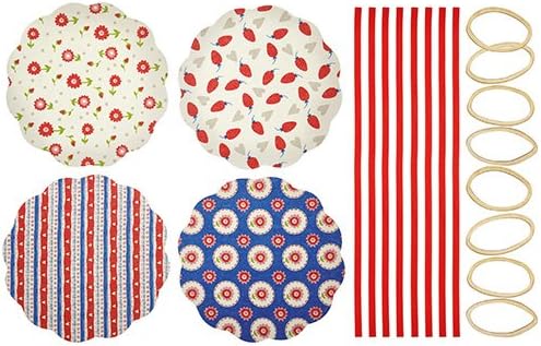 Home Made Pack of Eight Heart Patterned Fabric Jam Cover Kits - This pack of eight heart jam covers with accessories is ideal for making home made chutneys.