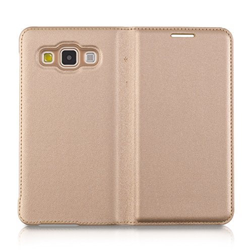 kwmobile Funda para Samsung Galaxy A3  2015  - Carcasa para m  vil de  Cuero sint  tico  - Case  Plegable  en  Dorado 