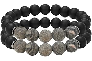 SAIBANGZI Bracelet pierre naturelle de 8 mm ensembles hommes femmes Rose Rhodonite Quartz noir Onyx empilable poignet perlé Mala bracelets à breloques