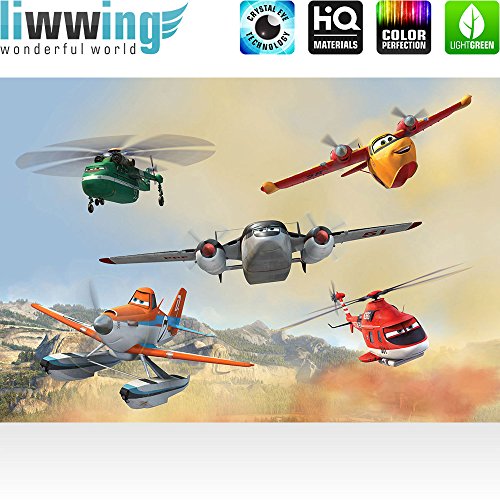 Vlies Fototapete 300×210 cm PREMIUM PLUS Wand Foto Tapete Wand Bild Vliestapete – Disney Tapete Disney – Planes – Dusty Crophopper Blade Kindertapete Cartoon Flugzeuge orange – no. 427 - 2
