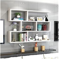 ZTH Étagère Style Moderne Salon Chambre Bibliothèque Étagère De Rangement en Bois Cadre Mural Suspendu Combinaison Étagère Décoration Murale Armoire Murale A+ (Couleur : Blanc)