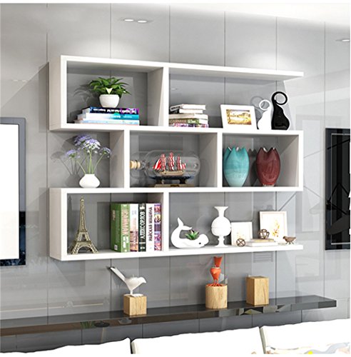 ZTH Étagère Style Moderne Salon Chambre Bibliothèque Étagère De Rangement en Bois Cadre Mural Suspendu Combinaison Étagère Décoration Murale Armoire Murale A+ (Couleur : Blanc)