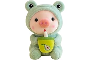 ISAKEN 25cm Maiale Peluche, Creativo Peluche Maiale Giocattoli Kawaii Maialino Cuscino Bambola di Peluche Morbida per Bambini Bambino, Regalo di Compleanno Natale