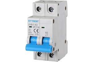 ELECTRON Interrupteur magnétothermique 2P, occupe 2 modules, 220V 230V, 16A C16, courbe C, 6KA 6000A