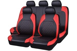 VOIV 9PCS Auto Sitzbezüge Sets für Audi A3 8P 8V Sedan 2003 2004 2005 2006 2007 2008-2023, Leder Wasserdicht Vordersitze Rücksitzschoner Leicht Zu Reinigen Schutz Lederausstattung,C Red
