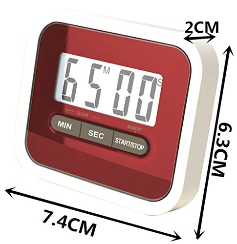 DaoRier Digital Küchen Timer Elektronischer Stoppuhr Küchenwecker Kurzzeitmesser Digitaler Kitchen Timer mit großem LCD Display Lautem Alarm Rot - 3