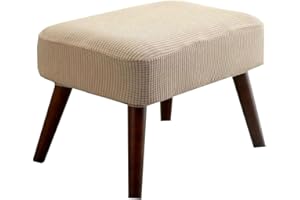 ZZDZW Stool Covers Rectangle, Stretch Rectangle Bar Stool Covers Elastic Vanity Stool Cover Jacquard Chair Seat Slipcover Counter Stool Covers Saddle Seat Cover For Wooden Metal Bench (Color : Khaki)