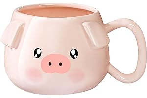 BIGNOSEDEER Urocza Świnka Kubek do Kawy 400 ml Ceramiczny Nowatorski 3D Porcelanowy do Herbaty Wakacje Spersonalizowane Prezenty Urodzinowe dla Kobiet, Mamy, Dzieci, Nauczyciela, Najlepszego