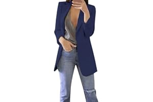 AMDOLE 2024 Veste Blazer Femme Chic Et Élégant Pure Color Bouton Lâche Casual Business Slim Fit Couleur Unie Décontracté Veste Printemps L'Été Manteau Top