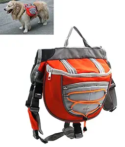 Xiaoyu Dog Backpack, Adjustable Saddle Bag Harness Carrier, for Traveling Hiking Camping, Orange, L