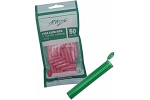 PURIZE 50 filtros de carbón activo Xtra Slim Size 6 mm 2 tapas de cerámica, color a elegir + Joint Tube (rosa)