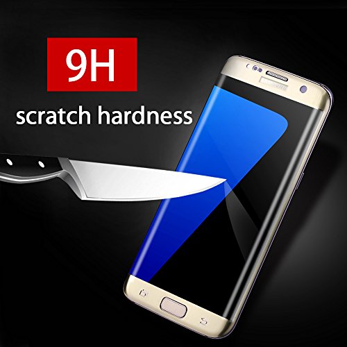 3D Full Coverage Screen Protector Galaxy S7 Edge Schutzfolie Mture Displayschutz Schutzglas für Galaxy S7 Edge 3D Touch kompatible Transparent Panzerglas Ultra Klar Film Stressfreie, Blasenfreie Installation, Anti-Fingerabdruck mit Härtegrad 9H Tempered Glass Hartglas LCD Displayschutzfolie für Samsung Galaxy S7 Edge (HD Clear) – Gold-1 Pack - 7