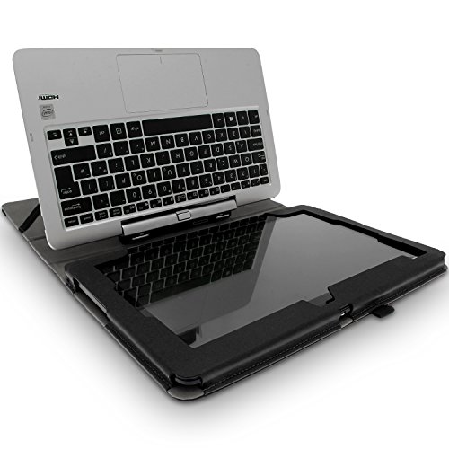 igadgitz Schwarz PU Ledertasche Hülle Folie für Asus Transformer Book T200TA 11.6 Zoll mit Multi-Winkel Betrachtungs + Auto Sleep/Wake + Stylus-Stift Elastischen Halter + Displayschutzfolie - 4